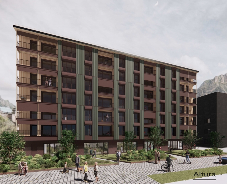 Render del projecte de l'edifici d'habitatges de lloguer assequible del Cedre.